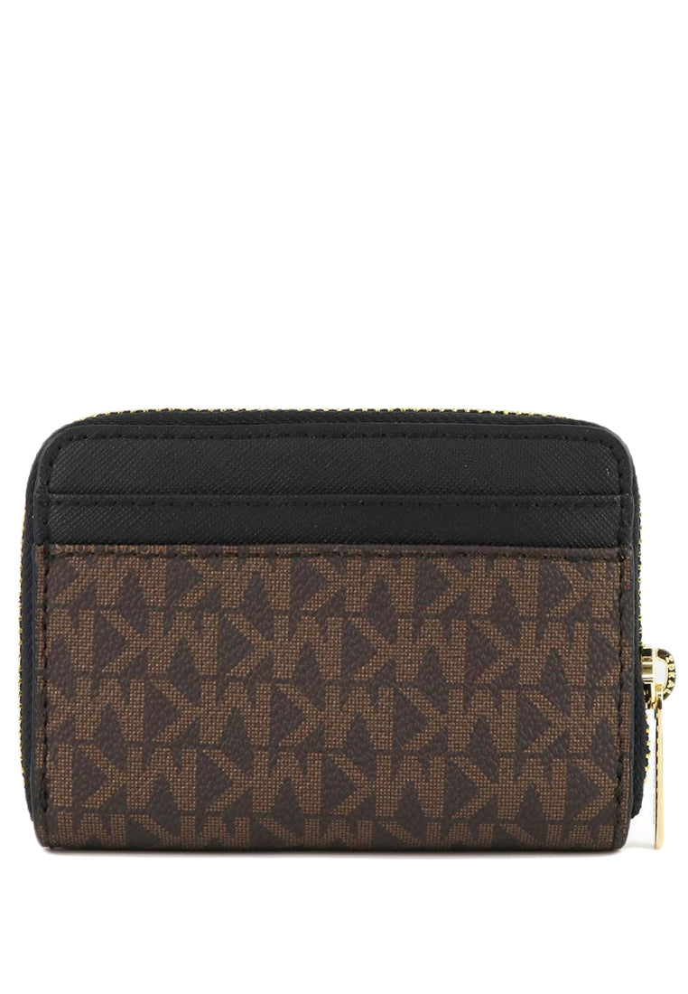 Michael Kors Jet Set Travel Signature Medium Zip Around Card Case - Dark Brown/Black