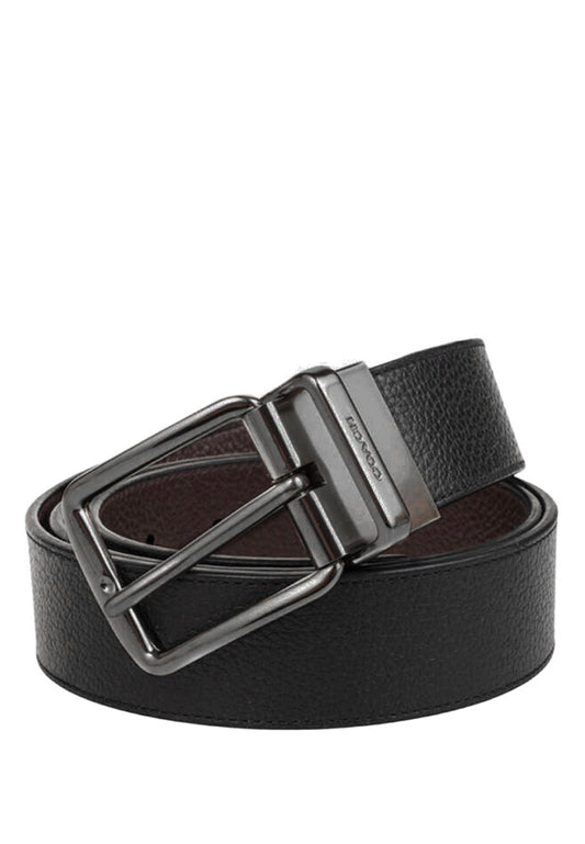 Coach Boxed Wide Mix Harness Leather Belt 38MM - Black/Dark Brown