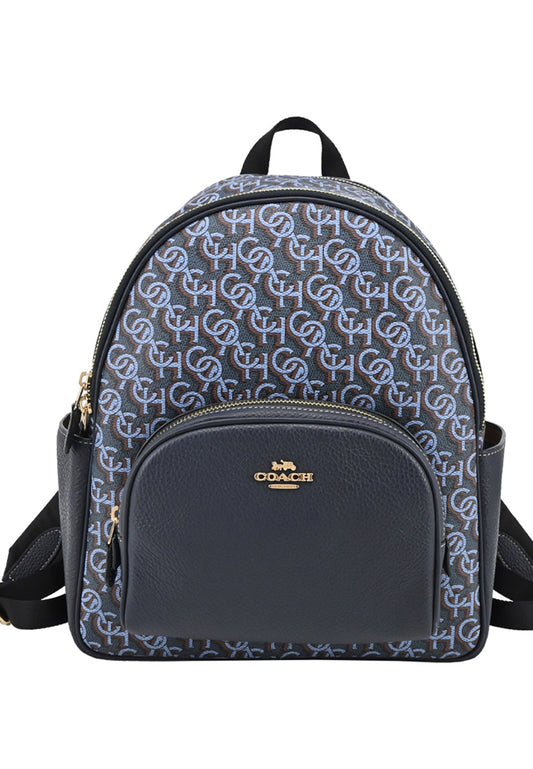 Coach Court Backpack With Signature Monogram Print - Navy