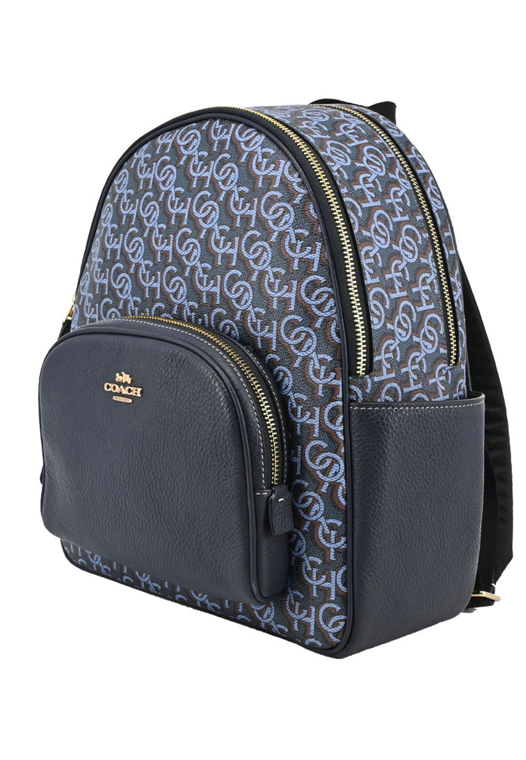 Coach Court Backpack With Signature Monogram Print - Navy