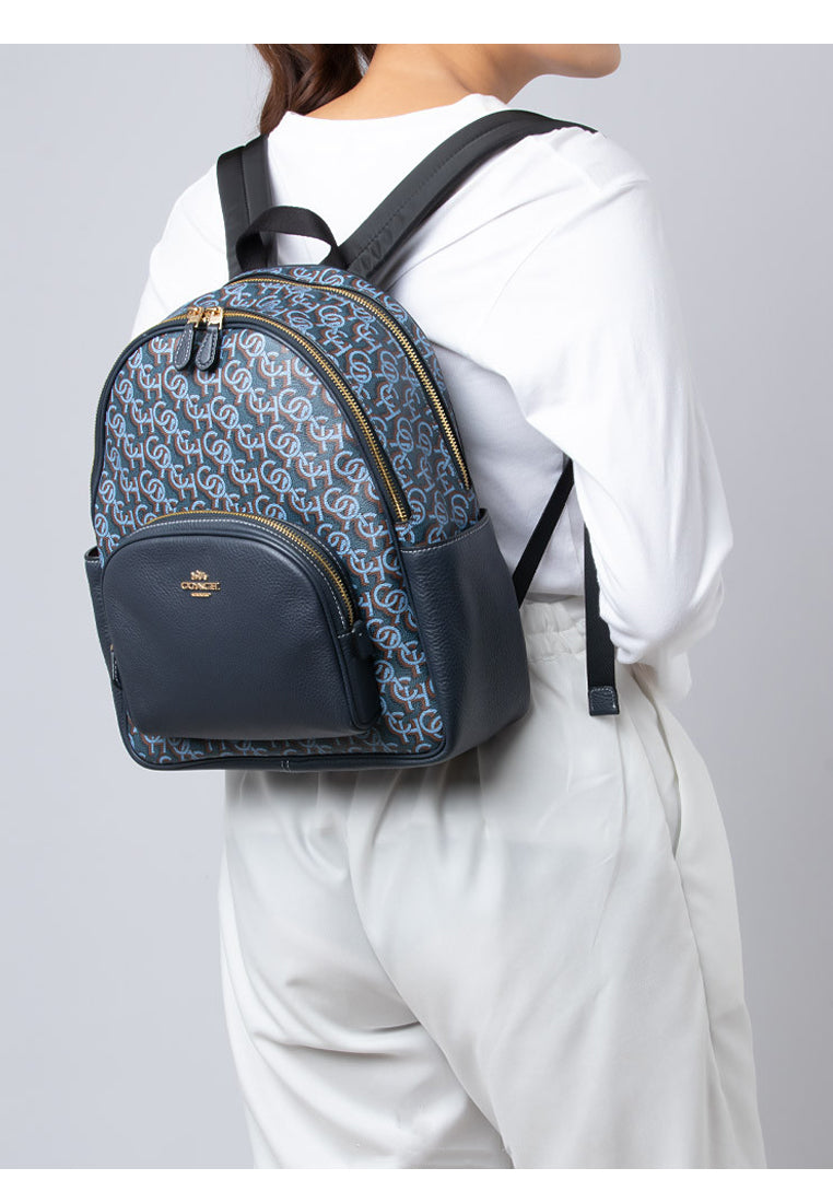 Coach Court Backpack With Signature Monogram Print - Navy