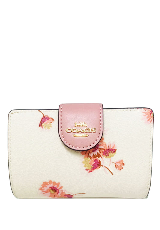 Coach Medium Corner Zip Wallet With Multi Floral Print - White/Multi