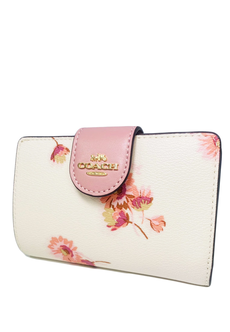 Coach Medium Corner Zip Wallet With Multi Floral Print - White/Multi