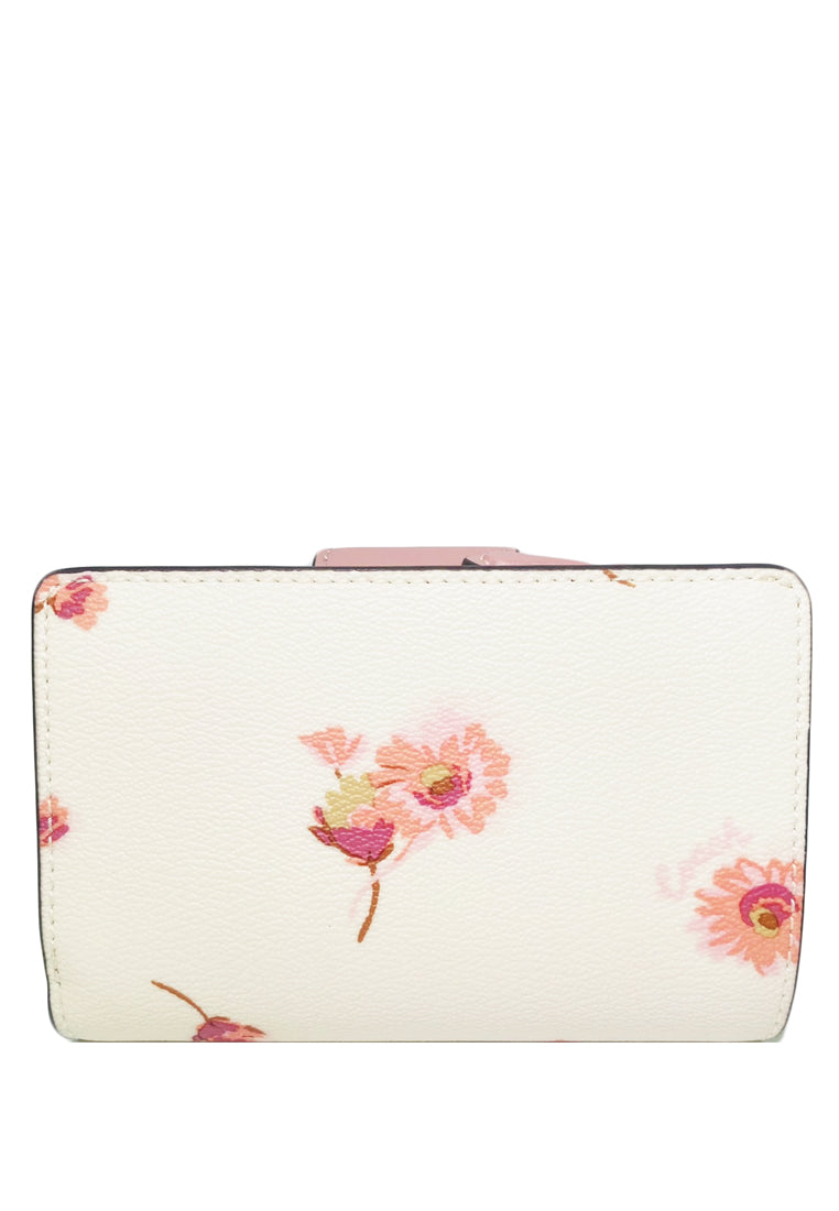 Coach Medium Corner Zip Wallet With Multi Floral Print - White/Multi