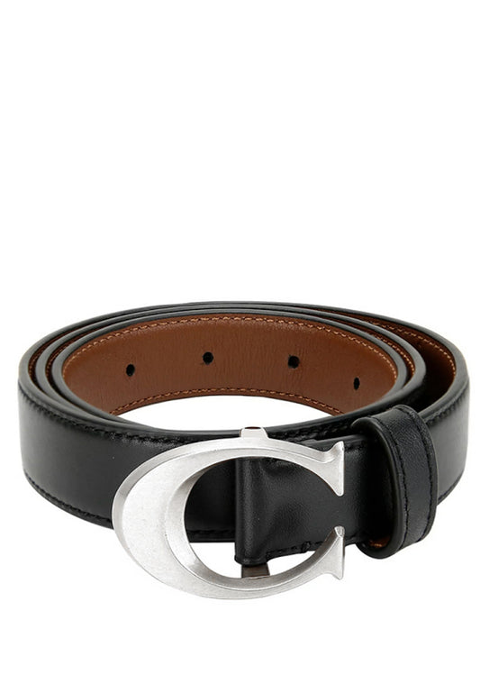 Coach Signature Buckle Belt - 25MM - Black/Brown (Silver)