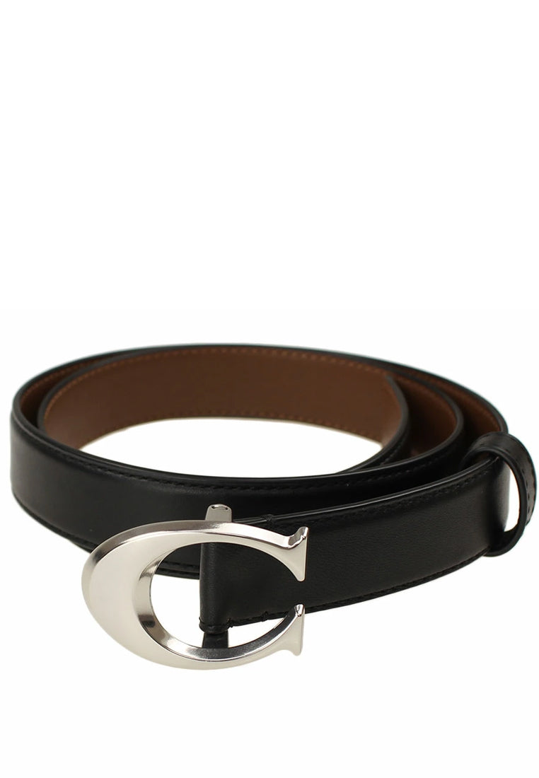 Coach Signature Buckle Belt - 25MM - Black/Brown (Silver)