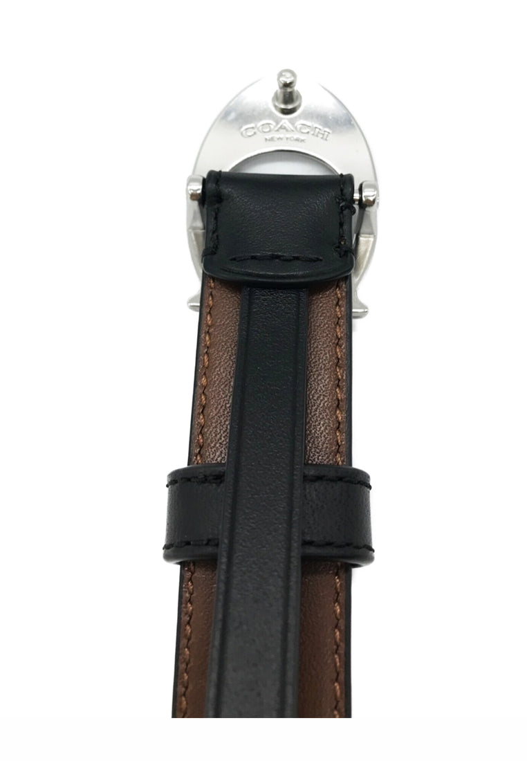 Coach Signature Buckle Belt - 25MM - Black/Brown (Silver)