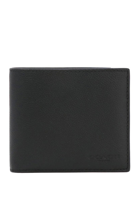 Coach Mens Boxed Compact Id Wallet With Trigger Snap Key Fob - Black