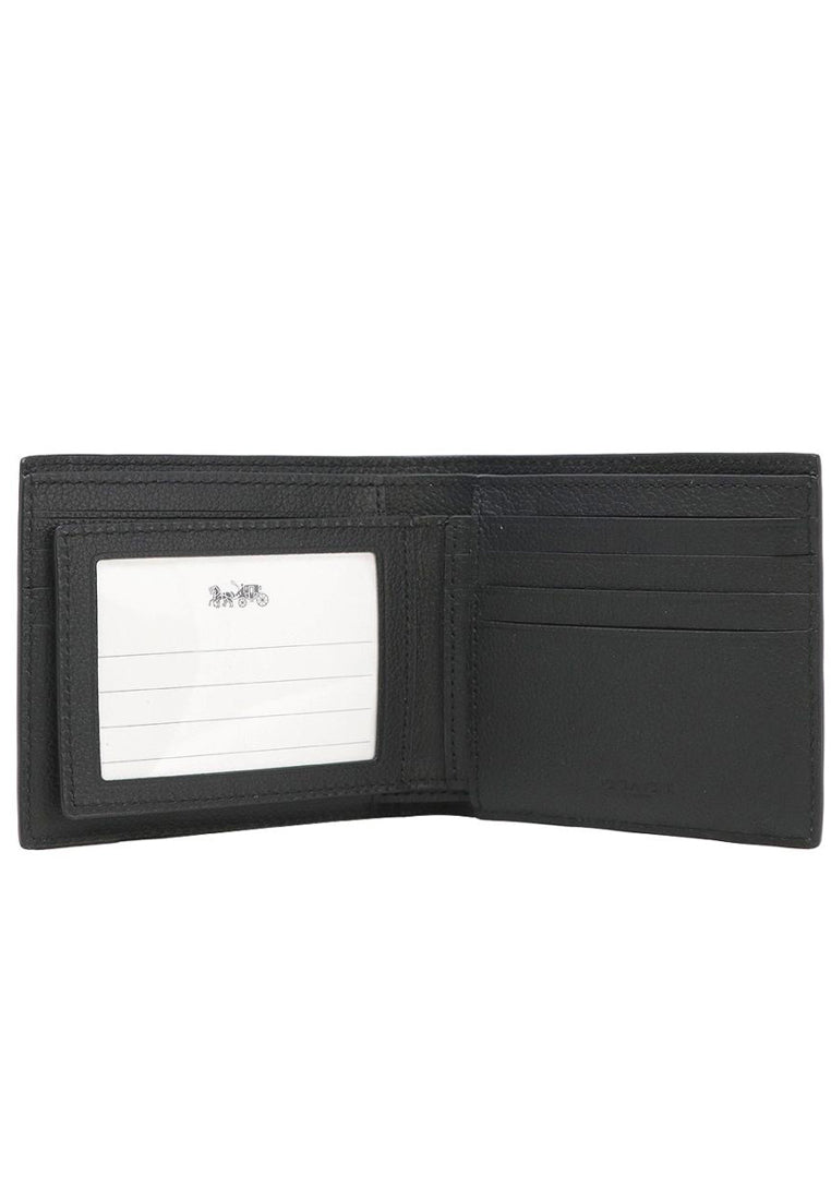 Coach Mens Boxed Compact Id Wallet With Trigger Snap Key Fob - Black