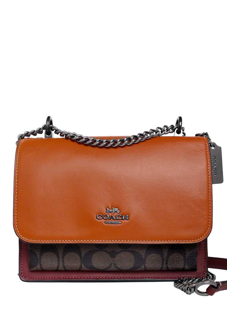 Coach Klare Crossbody In Signature Canvas - Dark Brown/Sunset