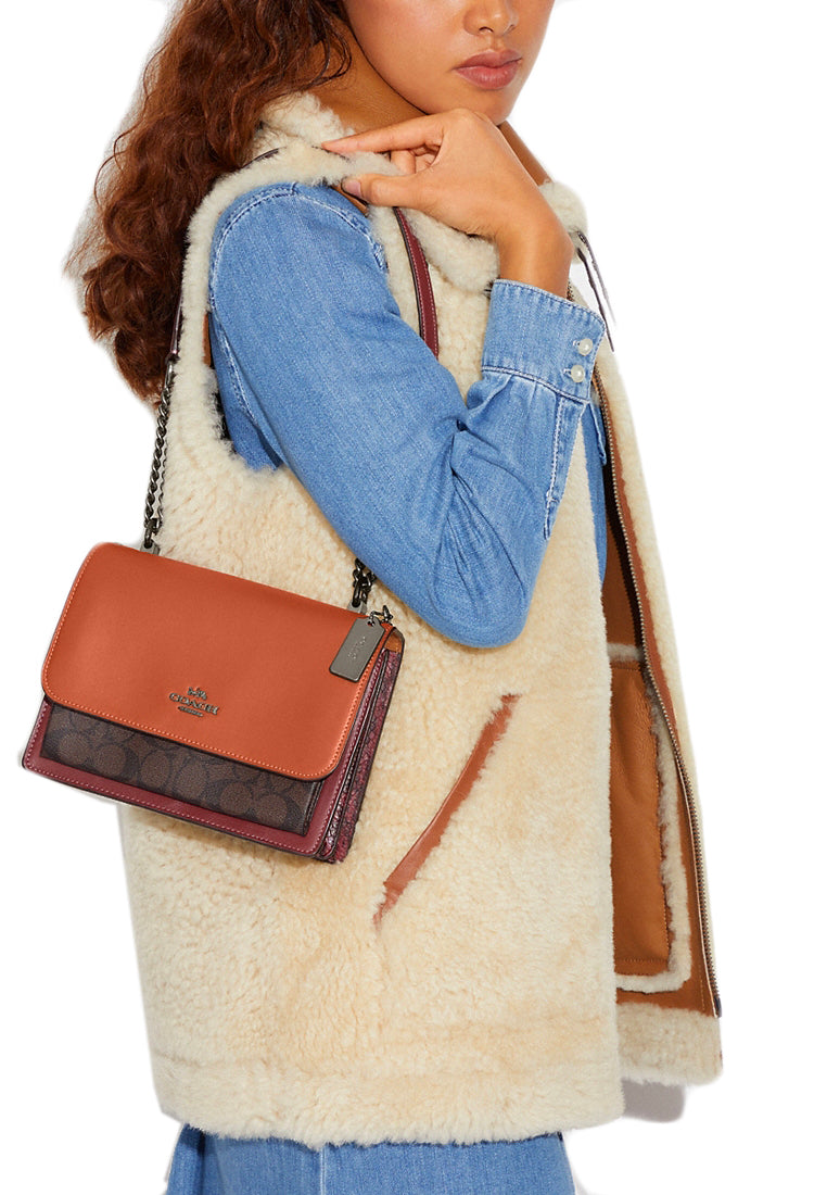 Coach Klare Crossbody In Signature Canvas - Dark Brown/Sunset