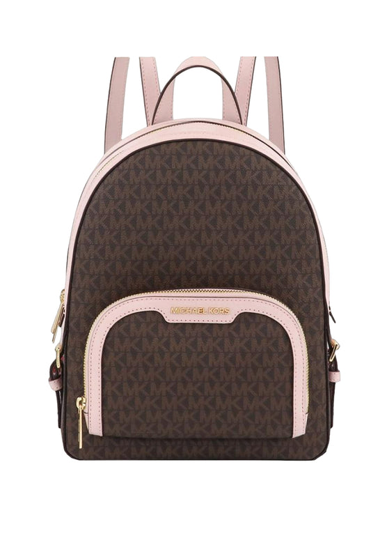 Michael Kors Jaycee Medium Logo Backpack - Brown/Powder Blush