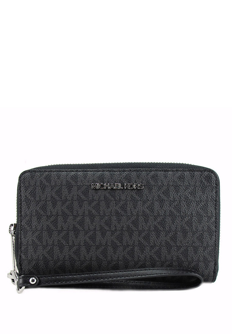 Michael Kors Jet Set Travel Large Flat Signature Phone Wallet - Black