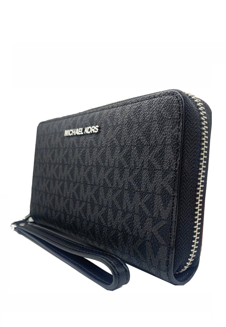 Michael Kors Jet Set Travel Large Flat Signature Phone Wallet - Black