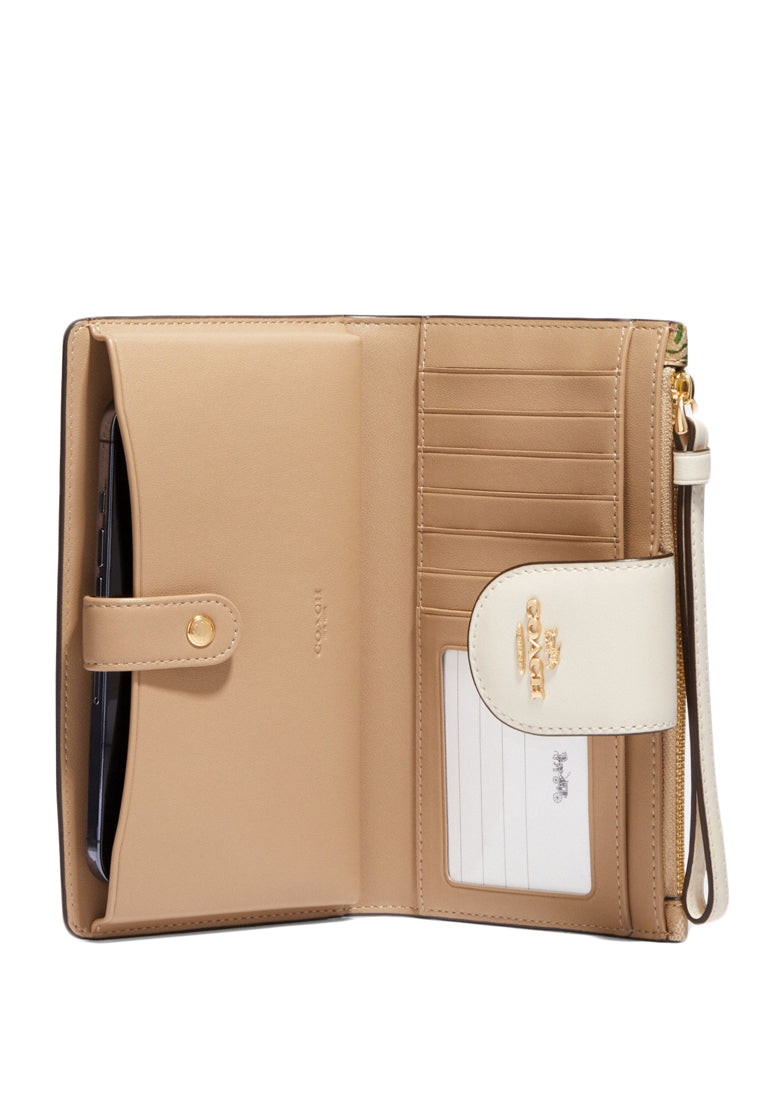 Coach Tech Wallet In Signature Canvas With Nostalgic Ditsy Print - Light Brown/Multi