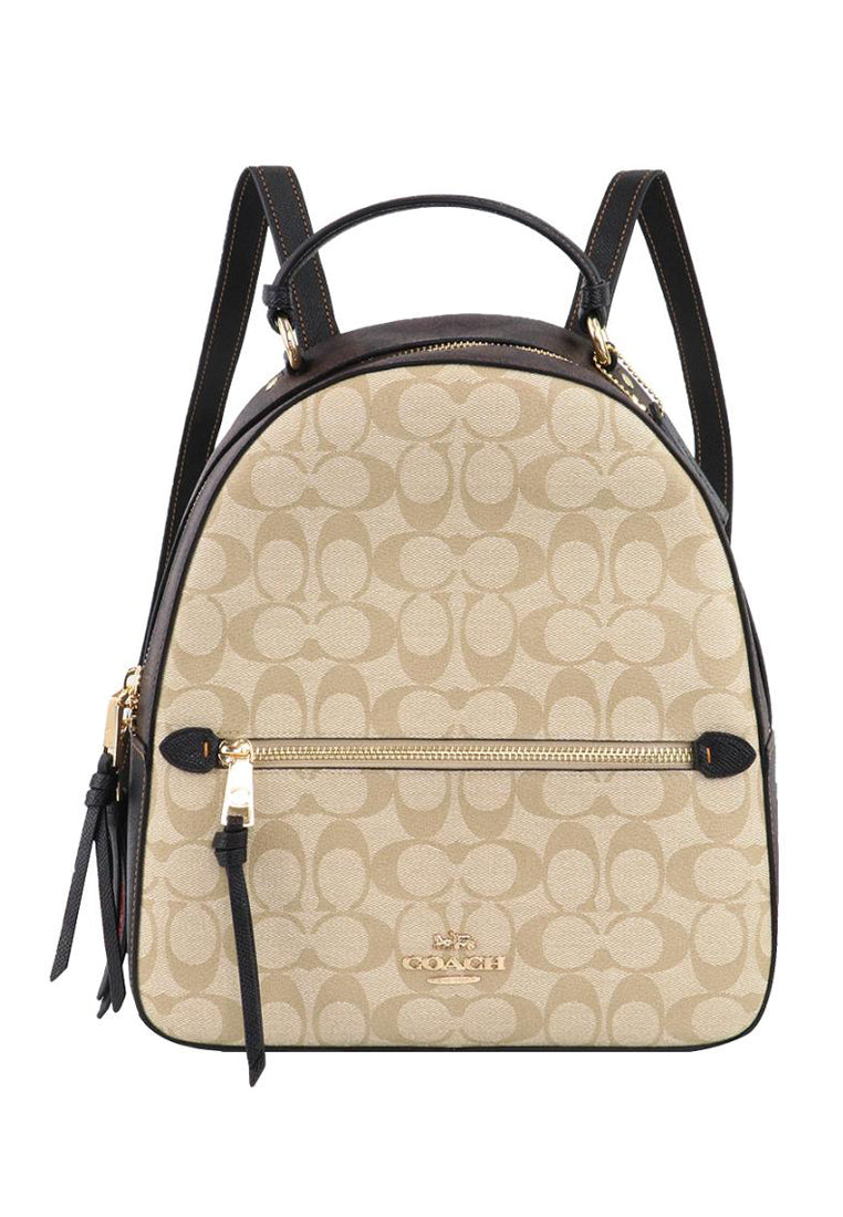 Coach Jordyn Backpack In Blocked Signature Canvas - Light Brown/Black