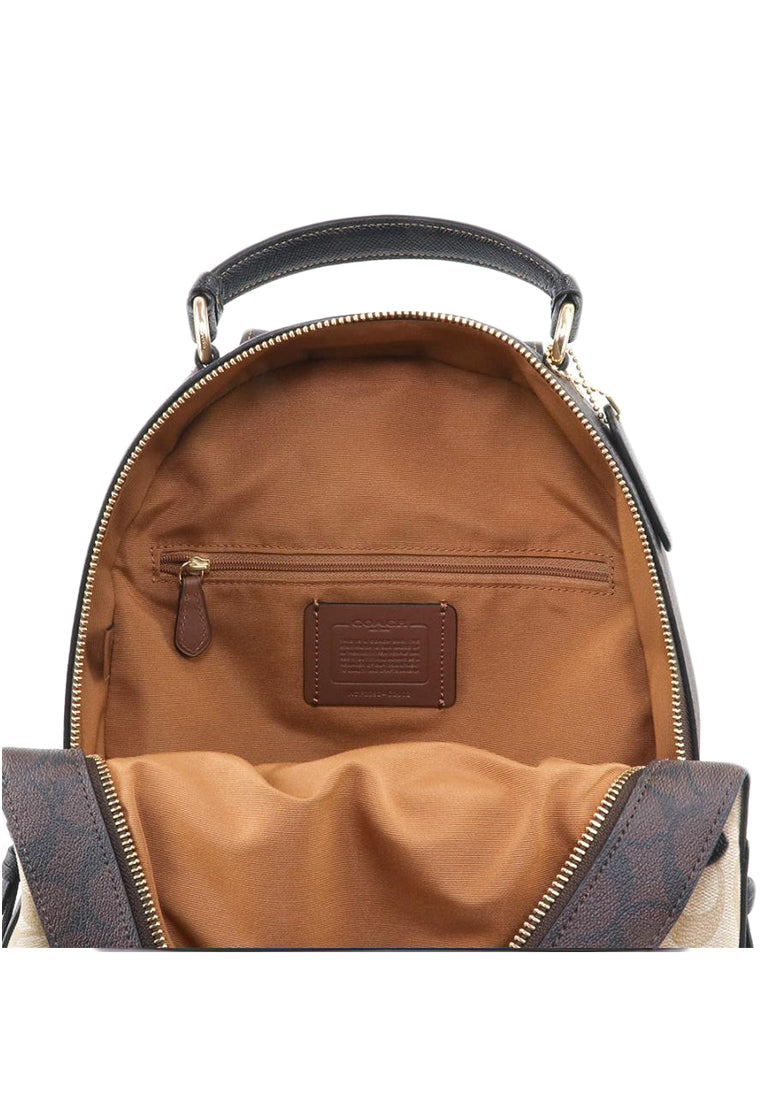 Coach Jordyn Backpack In Blocked Signature Canvas - Light Brown/Black