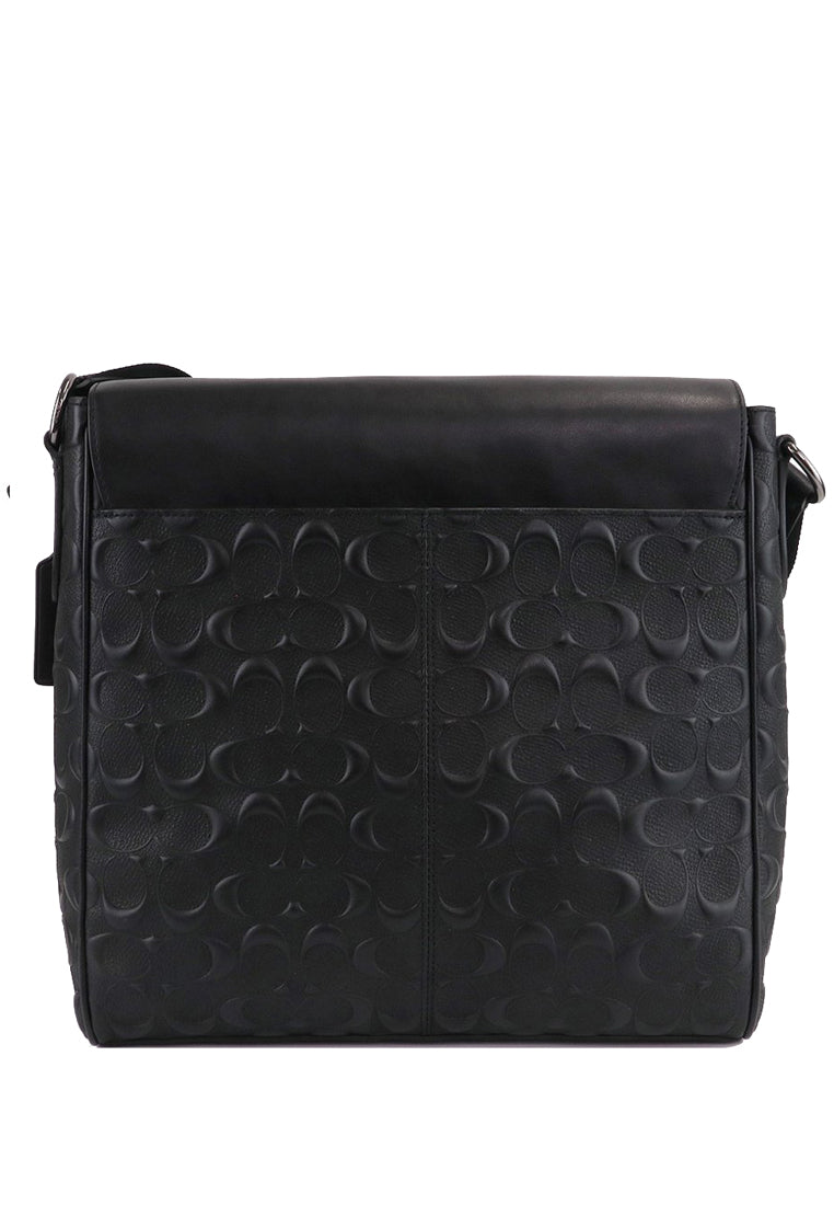 Coach Mens Houston Map Bag In Signature Leather - Black