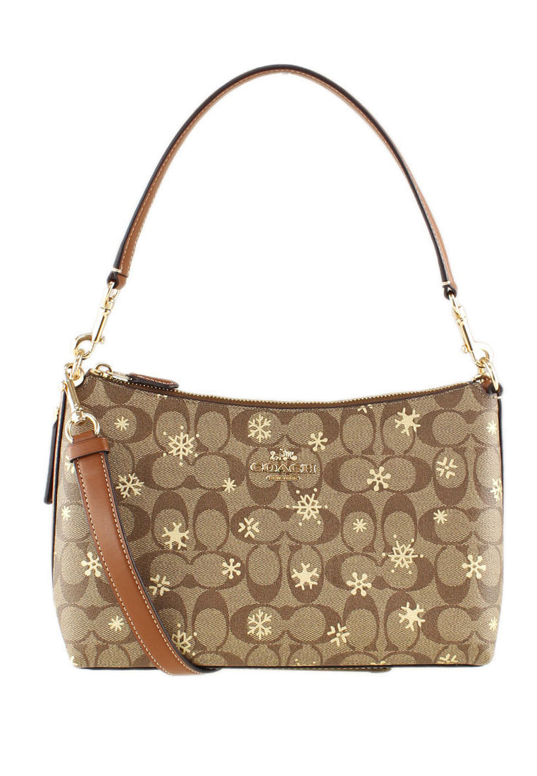 Coach Clara Shoulder Bag In Signature Canvas With Snowflake Print - Brown