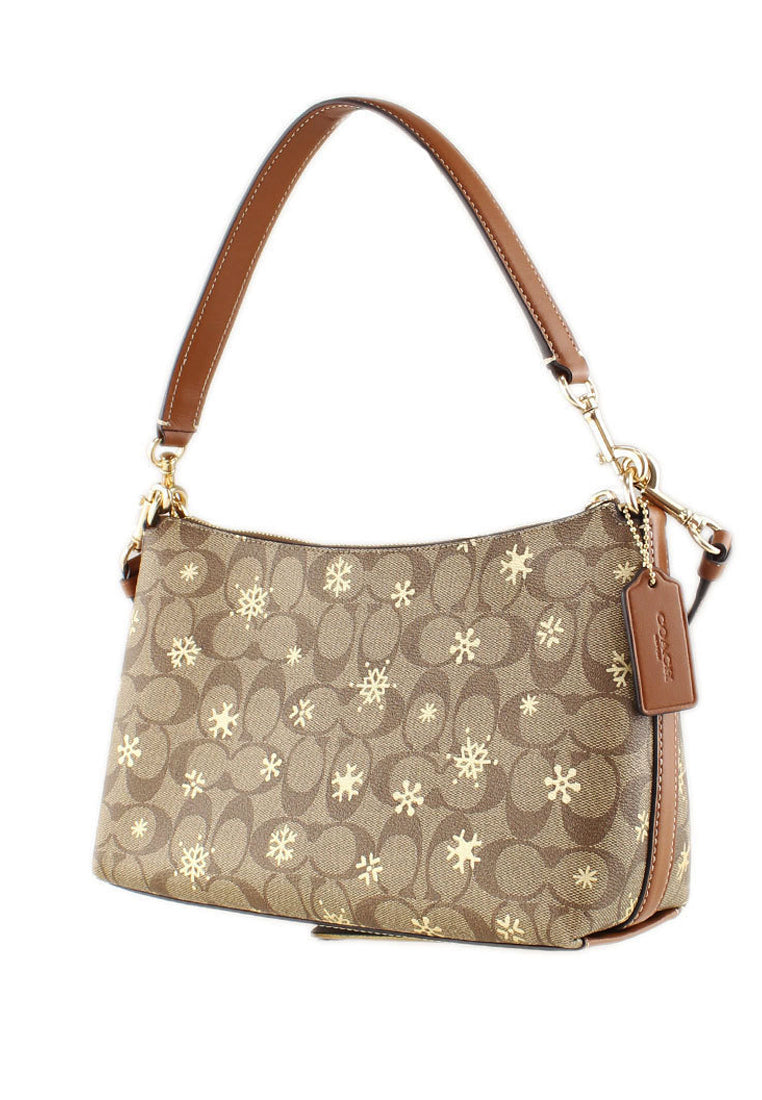 Coach Clara Shoulder Bag In Signature Canvas With Snowflake Print - Brown