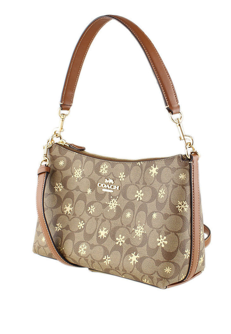 Coach Clara Shoulder Bag In Signature Canvas With Snowflake Print - Brown