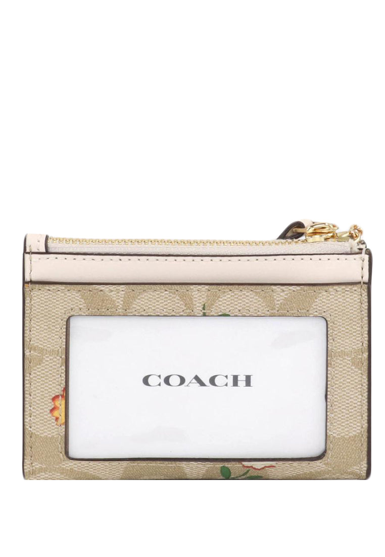 Coach Mini Skinny ID Case In Signature Canvas With Nostalgic Ditsy Print - Light Brown/Multi