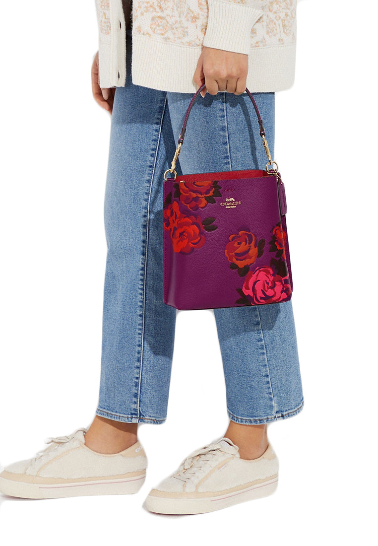 Coach Mollie Bucket Bag 22 With Jumbo Floral Print - Dark Purple/Multi