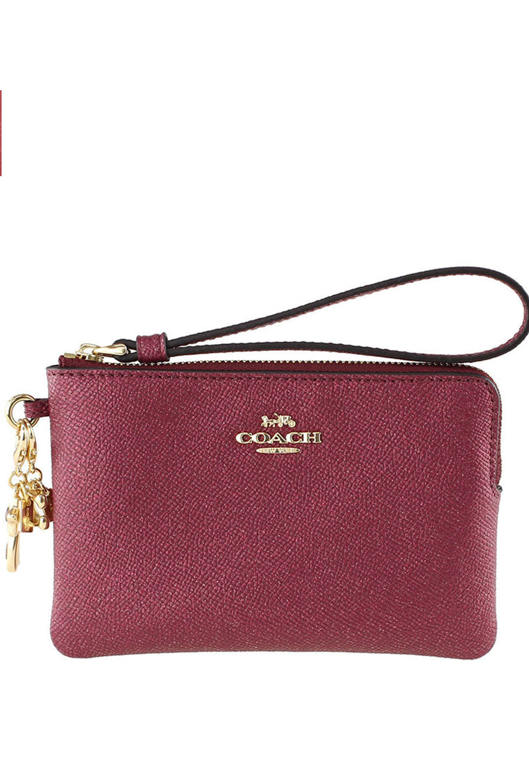 Coach Boxed Corner Zip Wristlet - Blackcherry