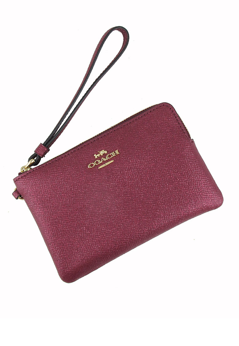 Coach Boxed Corner Zip Wristlet - Blackcherry