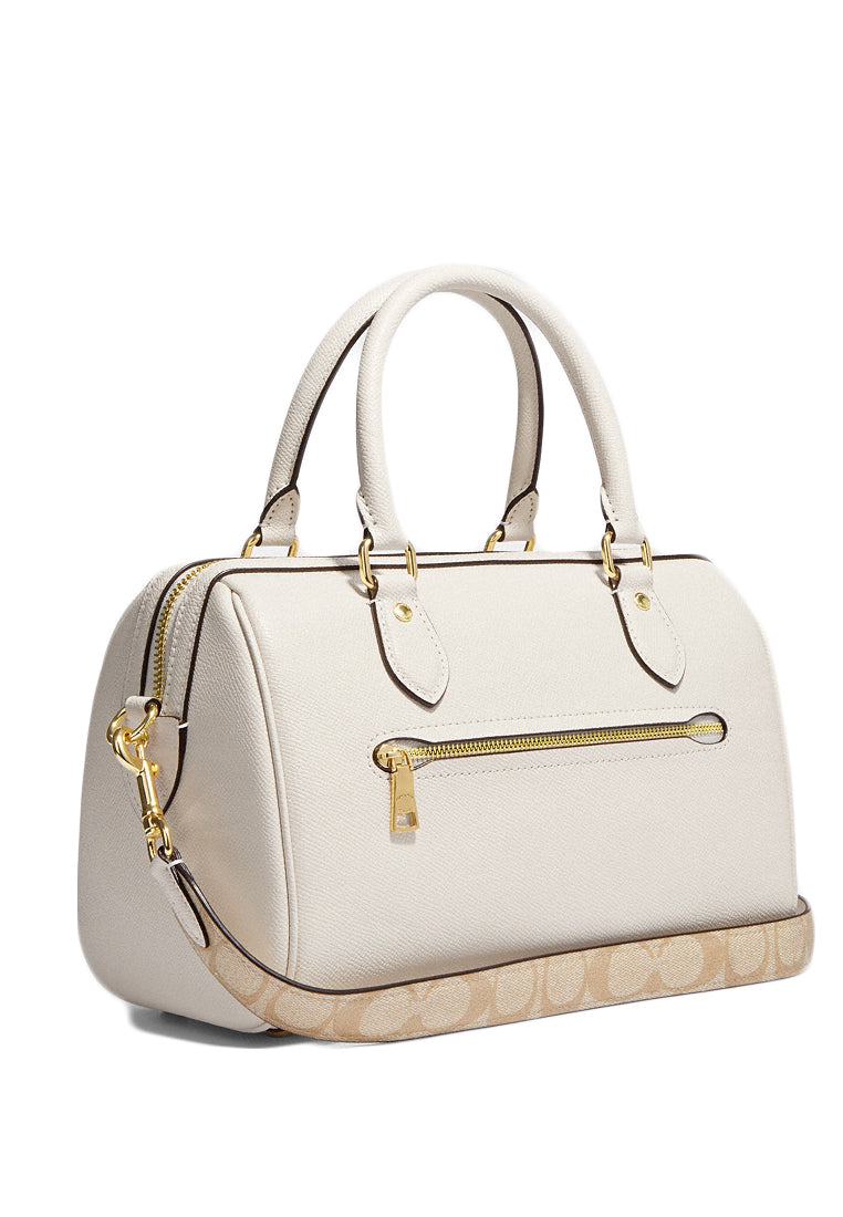 Coach Rowan Satchel With Signature Canvas Detail - White