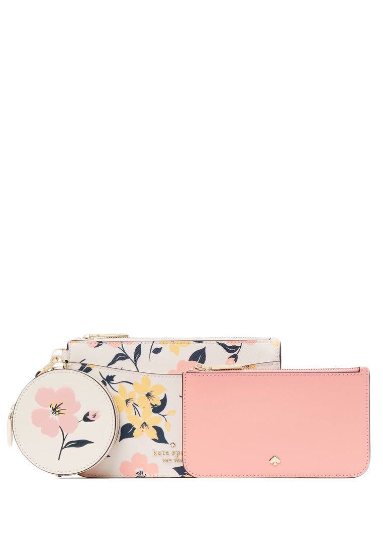 Kate Spade Staci Lily Bloom Floral Print Triple Wristlet - Cream/Multi