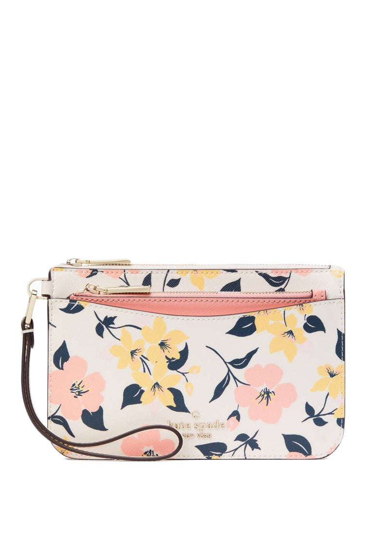 Kate Spade Staci Lily Bloom Floral Print Triple Wristlet - Cream/Multi