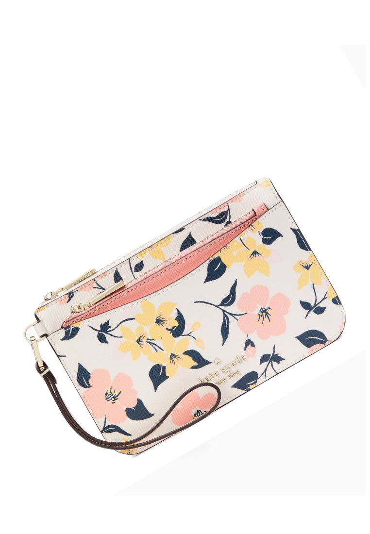 Kate Spade Staci Lily Bloom Floral Print Triple Wristlet - Cream/Multi