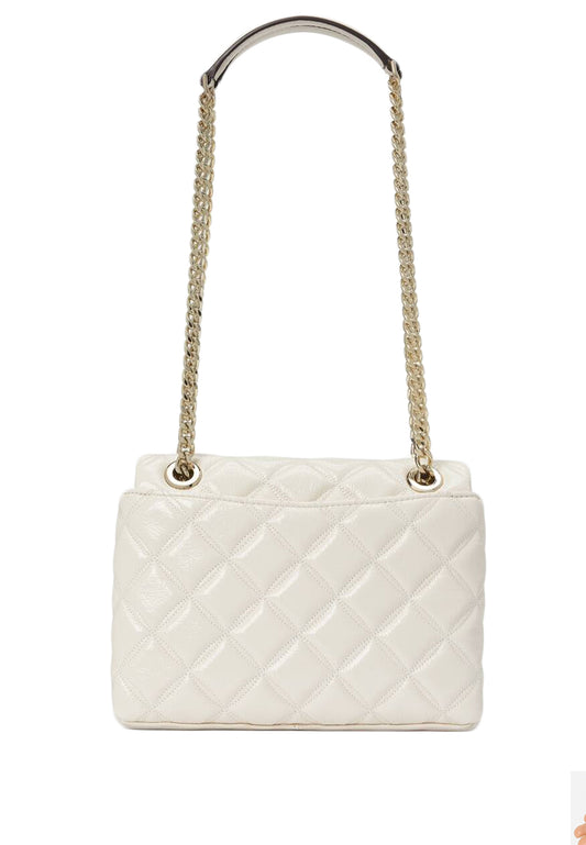 Kate Spade Natalia Small Quilted Crinkle Patent in Parchment - White