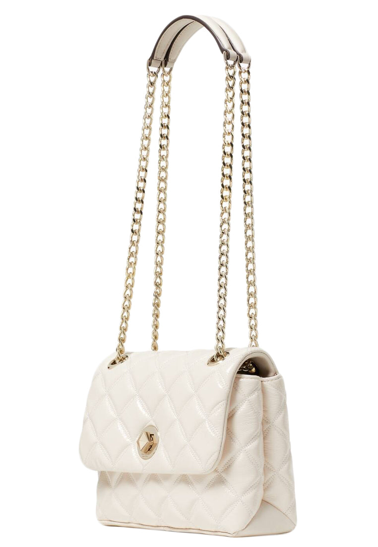 Kate Spade Natalia Small Quilted Crinkle Patent in Parchment - White