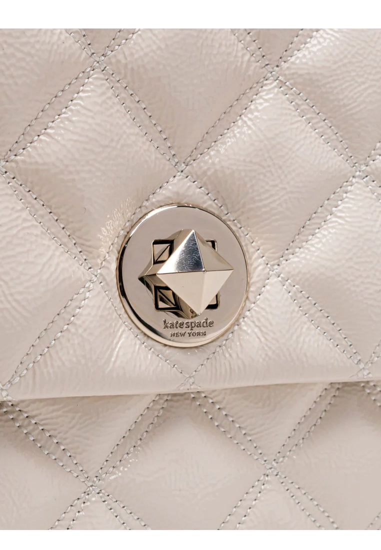 Kate Spade Natalia Small Quilted Crinkle Patent in Parchment - White