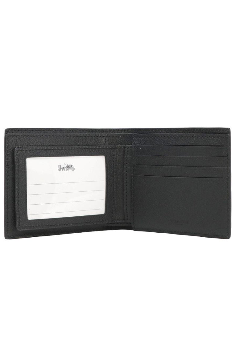 [CLEARANCE] Coach Compact ID Wallet In Calf Leather- Black