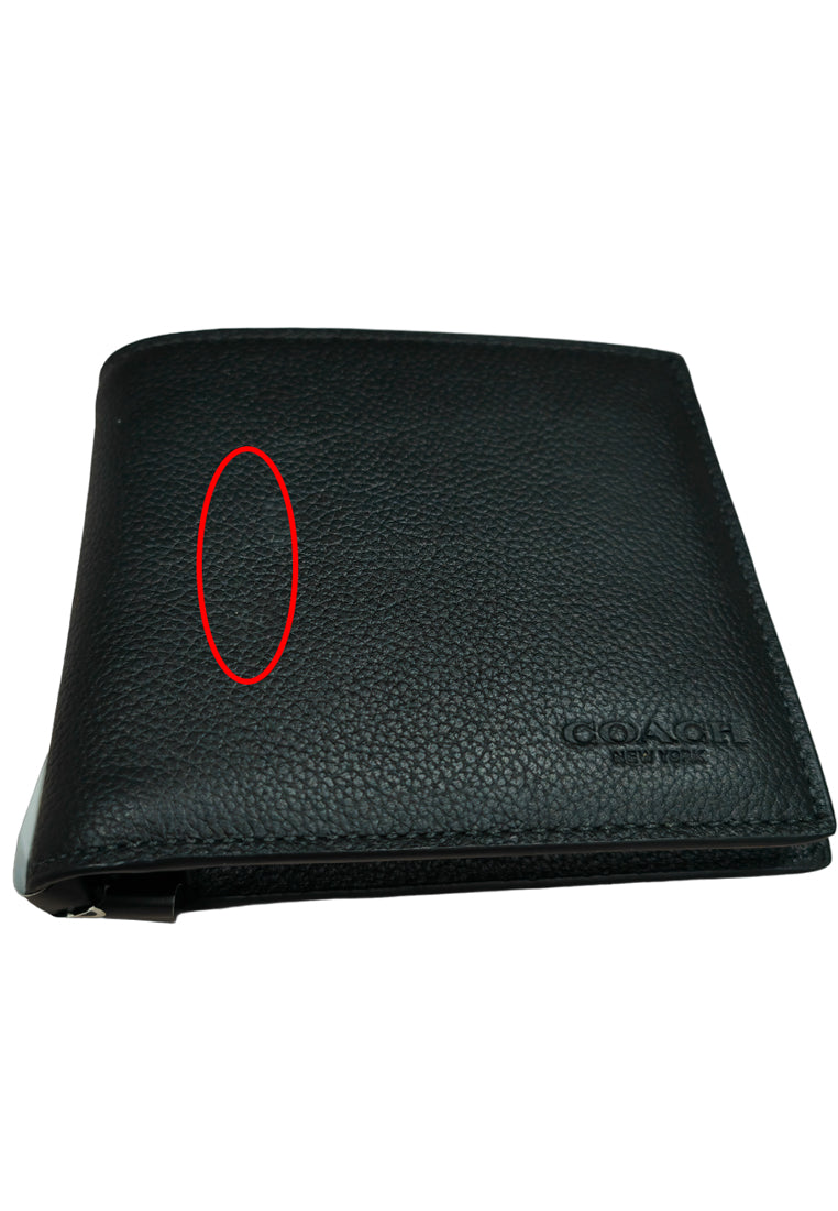 [CLEARANCE] Coach Compact ID Wallet In Calf Leather- Black