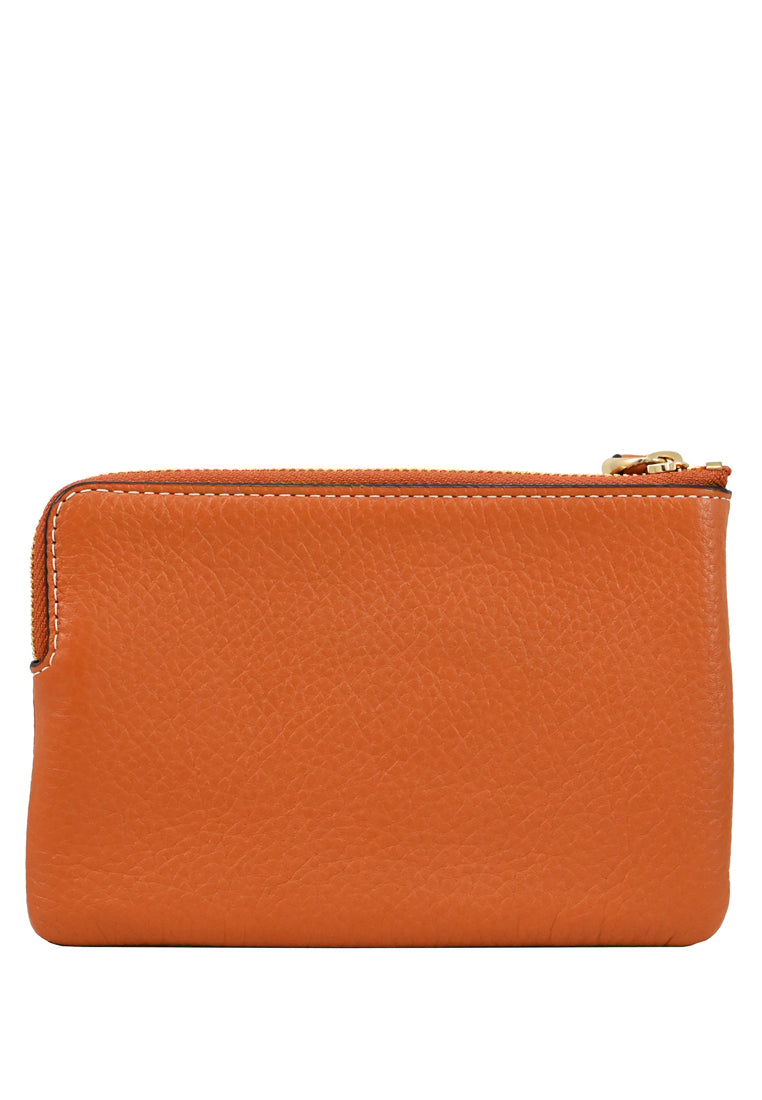 Coach Corner Zip Wristlet With Coach Stripe - Orange