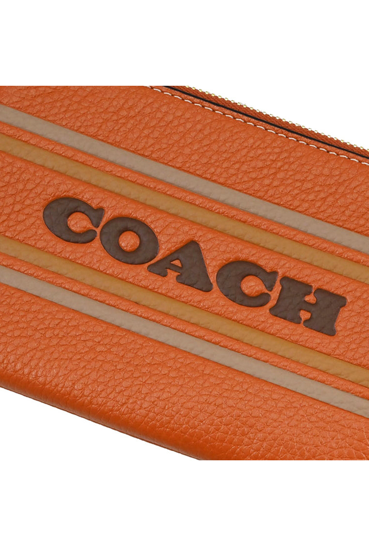 Coach Corner Zip Wristlet With Coach Stripe - Orange