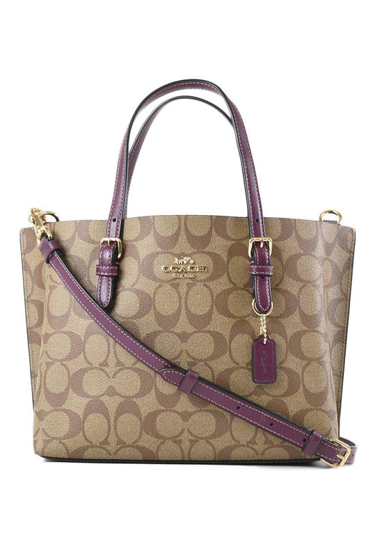 Coach Mollie Tote 25 In Signature Canvas - Brown/Deep Berry