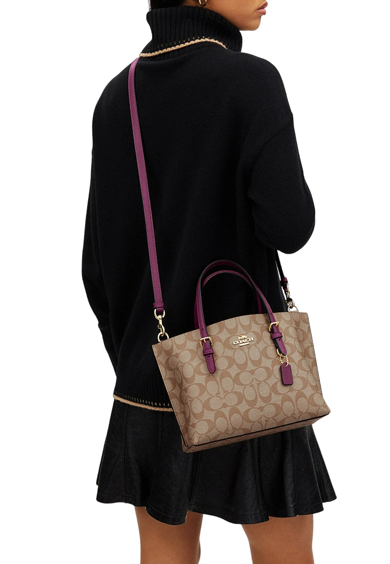 Coach Mollie Tote 25 In Signature Canvas - Brown/Deep Berry