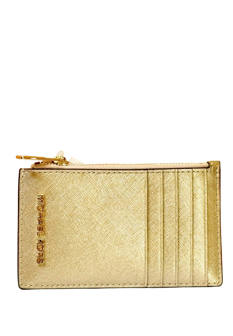 Michael Kors Jet Set Travel Top Zip Card Case - Pale Gold