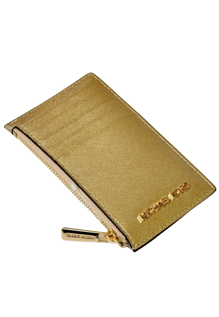 Michael Kors Jet Set Travel Top Zip Card Case - Pale Gold