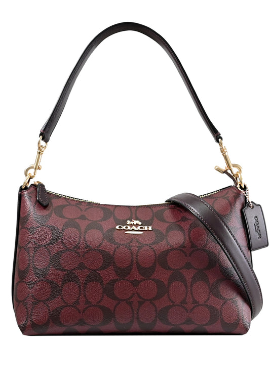 Coach Clara Shoulder Bag In Signature Canvas - Oxblood