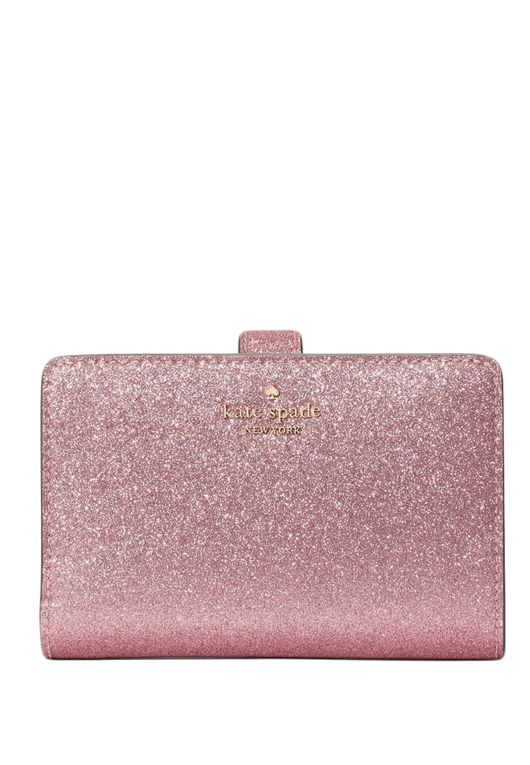 Kate Spade Glimmer Glitter Medium Compact Bifold Wallet - Mitten Pink