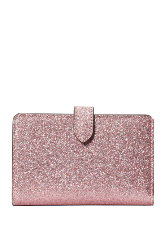 Kate Spade Glimmer Glitter Medium Compact Bifold Wallet - Mitten Pink