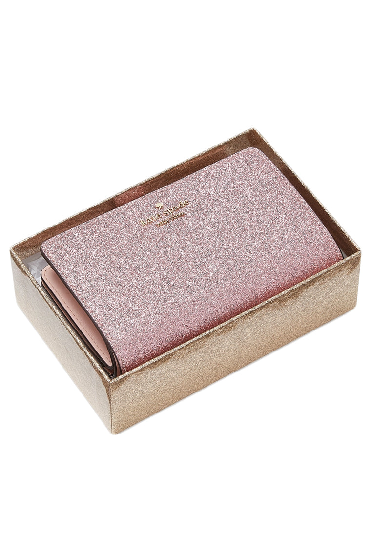 Kate Spade Glimmer Glitter Medium Compact Bifold Wallet - Mitten Pink