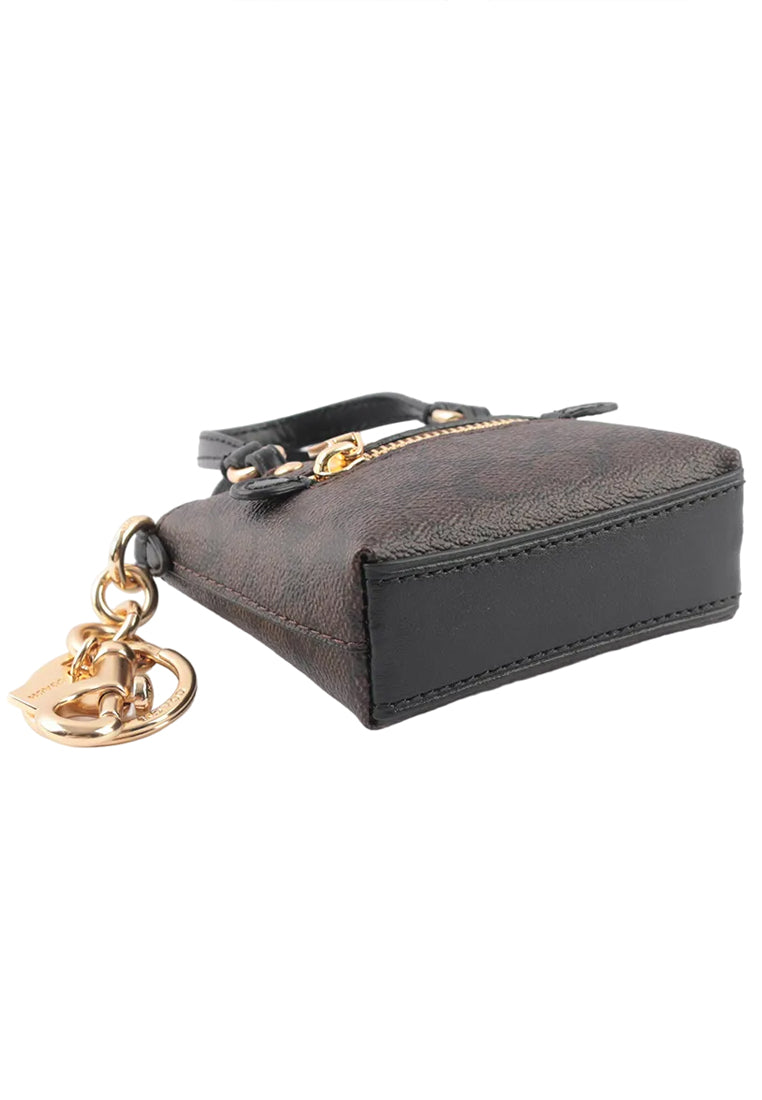 Coach Mini Gallery Tote Bag Charm In Signature Canvas - Dark Brown