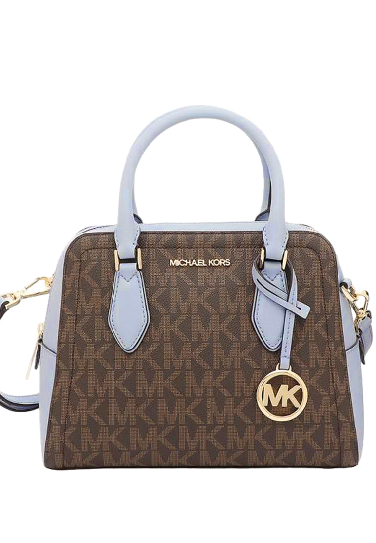 Michael Kors Ayden Medium Logo and Faux Leather Satchel - Brown